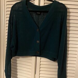 Urban Outfitters Cropped dark teal sweater with button detail. Stylish piece. So